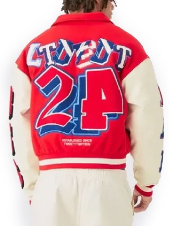 Boxy BM Badge Red White Varsity Jacket