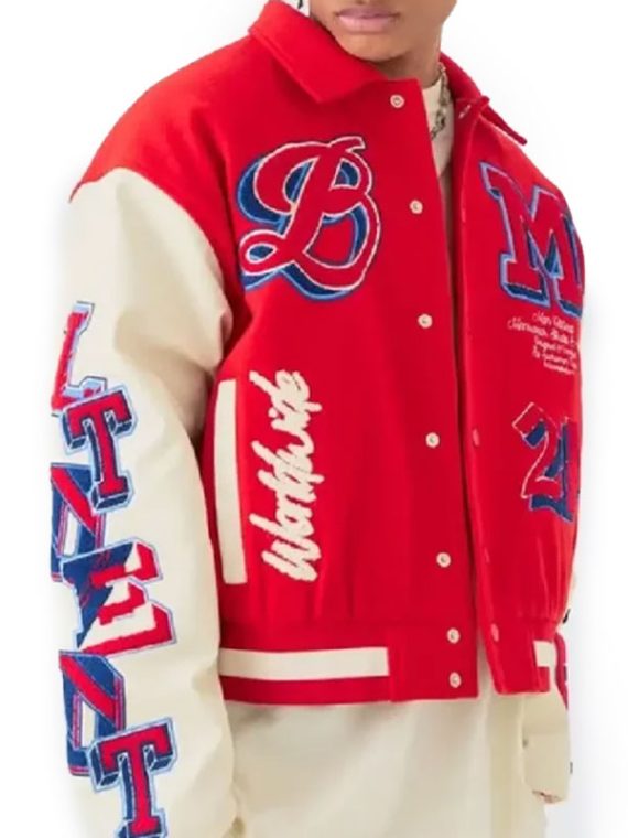 Boxy BM Badge Red White Varsity Jacket