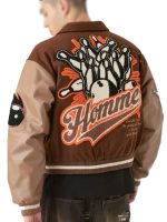 Boxy Melton Chocolate Brown Varsity Jacket