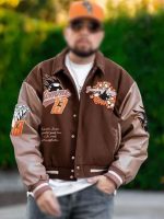 Boxy Melton Chocolate Brown Varsity Jacket
