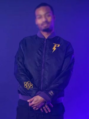 Cakeworthy Poweline Black Bomber Satin Jacket
