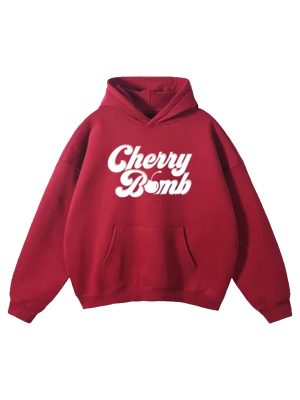 Cherry Bomb Graphic Vibes Red Pullover Hoodie