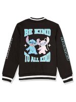 Disney Stitch And Angel Black Varsity Bomber Jacket
