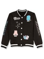 Disney Stitch And Angel Black Varsity Bomber Jacket