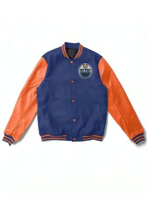 Edmonton Oilers Blue Orange Varsity Jacket