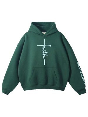 Faith Over Fear Graphic Vibes Green Pullover Hoodie