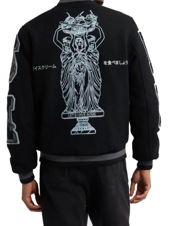 Icecream Wool Blend Black Varsity Jacket