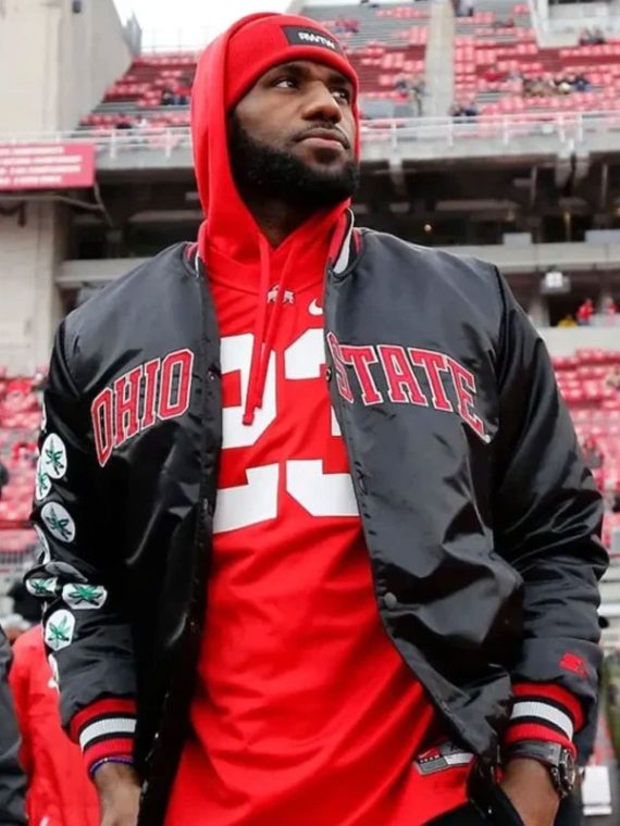 Lebron James Ohio State Buckeyes Black Satin Jacket