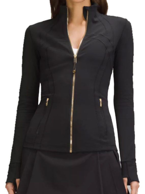 Lululemon Define Gold Zipper Black Cropped Jacket