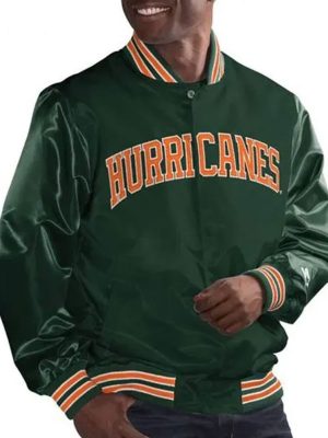 Miami Hurricanes Green Satin Varsity Jacket