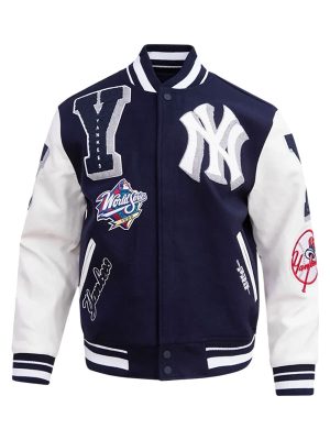 MLB NY Yankees Mash Up Blue White Varsity Jacket