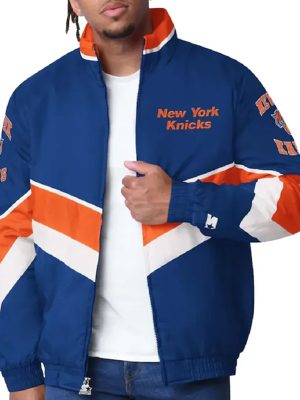 New York Knicks Captain Royal Blue Satin Varsity Jacket