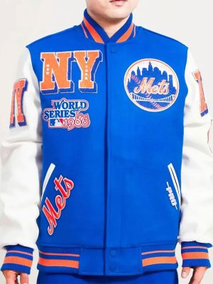New York Mets Mash Up Blue White Varsity Jacket