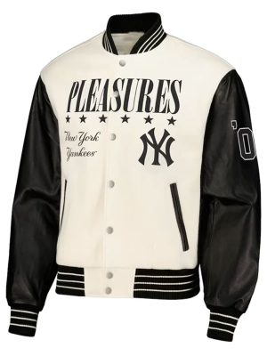 New York Yankees Pleasures White Black Varsity Jacket