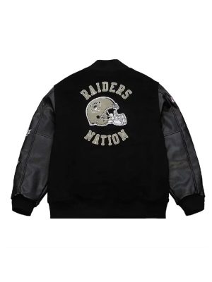 nfl-oakland-raiders-blackout-vintage-black-varsity-jacket-1