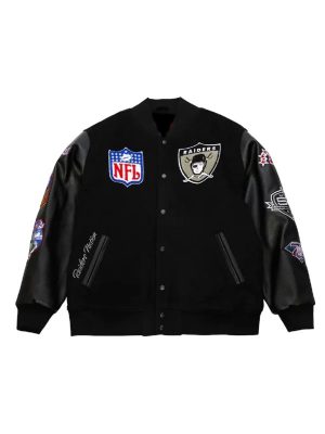 NFL Oakland Raiders Blackout Vintage Black Varsity Jacket