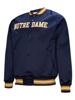 Notre Dame Fighting Irish Blue Satin Varsity Jacket