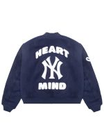 NY Yankees Heart & Mind Blue Wool Bomber Jacket