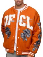 Ofcl Rose Orange Wool Varsity Jacket