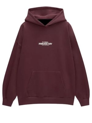 Pancakes Maroon Fleece Pullover Hoodie