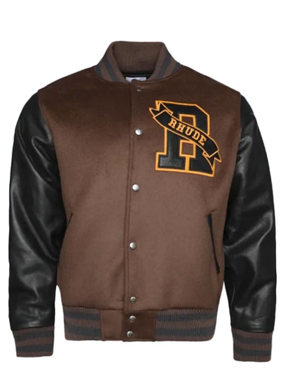 Rhude Hills Brown Black Varsity Jacket
