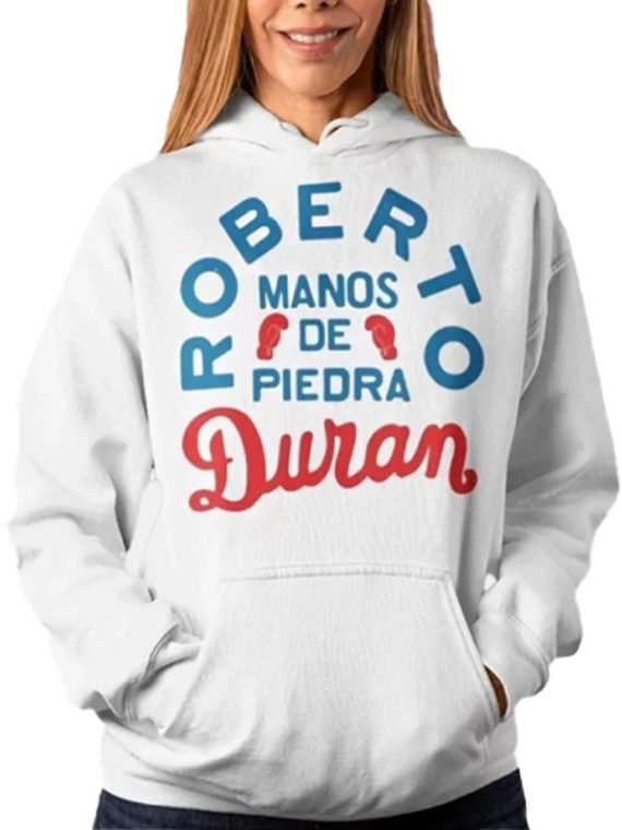 Roberto Duran White Pullover Hoodie