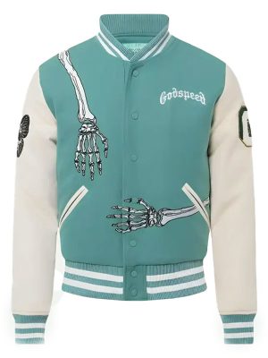 Rod Godspeed Skull Blue White Varsity Jacket