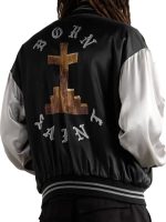 Saint Mxxxxxx Born X Raised Twill Black Satin Bomber Jacket