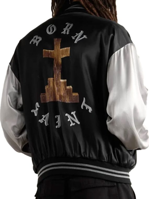 Saint Mxxxxxx Born X Raised Twill Black Satin Bomber Jacket