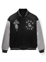 Saint Mxxxxxx Born X Raised Twill Black Satin Bomber Jacket