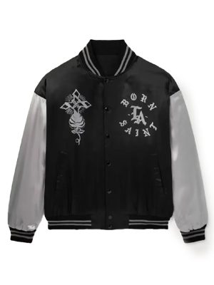 Saint Mxxxxxx Born X Raised Twill Black Satin Bomber Jacket