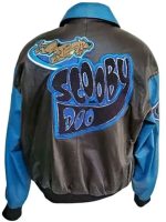 Scooby Doo Black Blue Leather Bomber Jacket