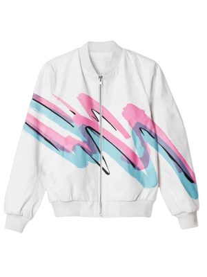 Smoothwave White Varsity Bomber Jacket