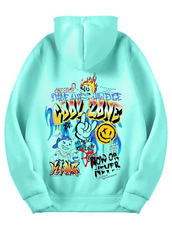 Stegaro Cool Zone Light Teal Color Pullover Hoodie