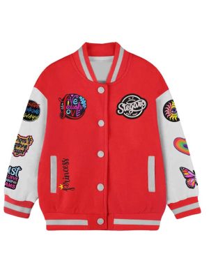 Stegaro Girls Dream Red White Varsity Jacket