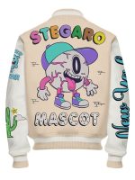 Stegaro Mascot Beige White Varsity Jacket