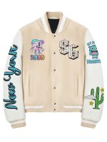Stegaro Mascot Beige White Varsity Jacket