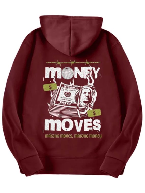 Stegaro Money Moves Maroon Pullover Hoodie