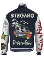 Stegaro Paradise Grey White Varsity Jacket