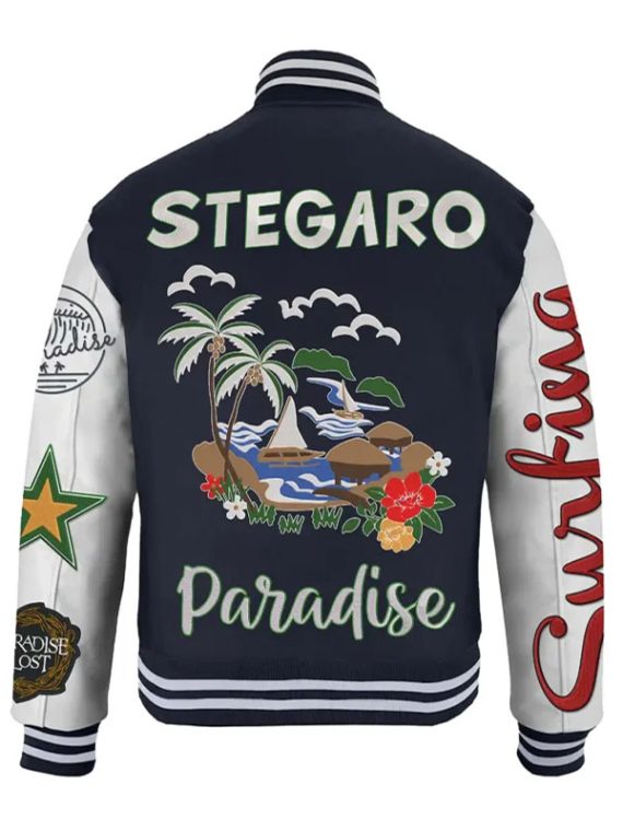 Stegaro Paradise Grey White Varsity Jacket