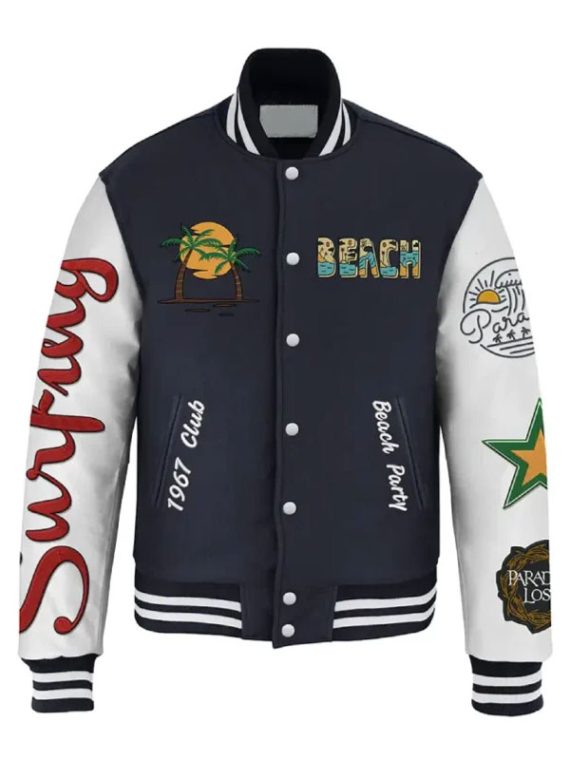 Stegaro Paradise Grey White Varsity Jacket