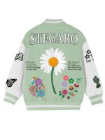 Stegaro Pretty Girl Green White Varsity Jacket