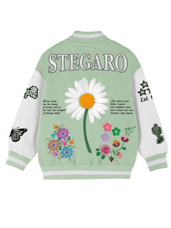 Stegaro Pretty Girl Green White Varsity Jacket