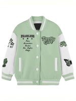 Stegaro Pretty Girl Green White Varsity Jacket
