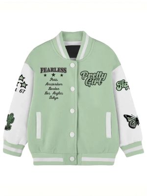 Stegaro Pretty Girl Green White Varsity Jacket