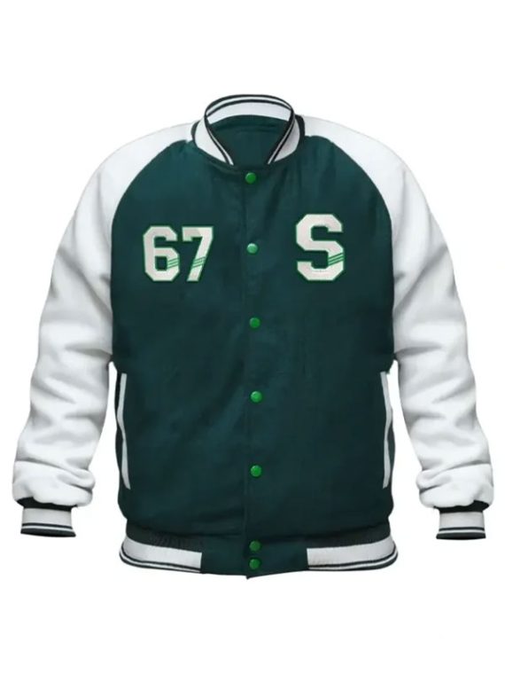 Stegaro Raglan Green White Varsity Jacket