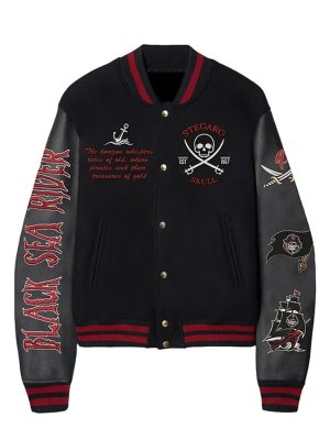 Stegaro Srulm Pirate Sea Rider Black Varsity Jacket