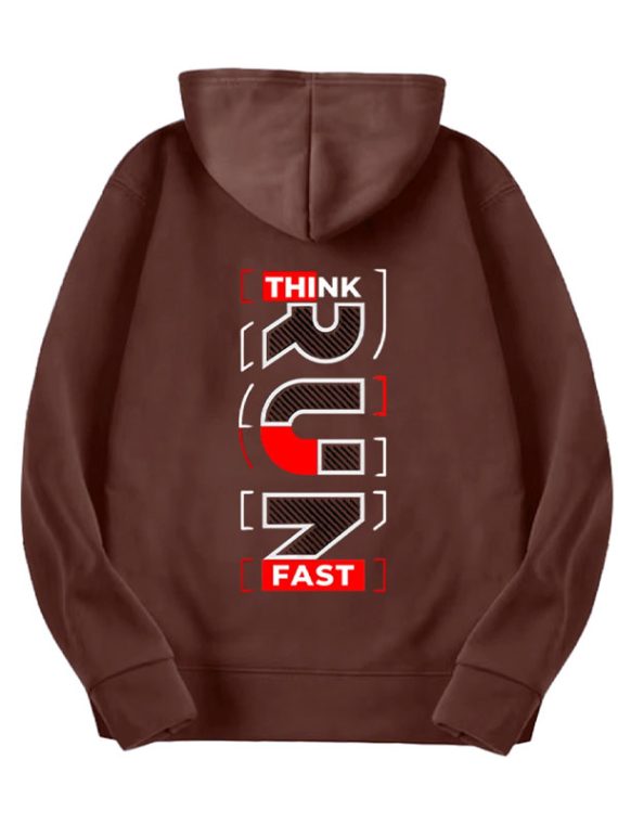 Stegaro Think Run Fast Brown Pullover Hoodie