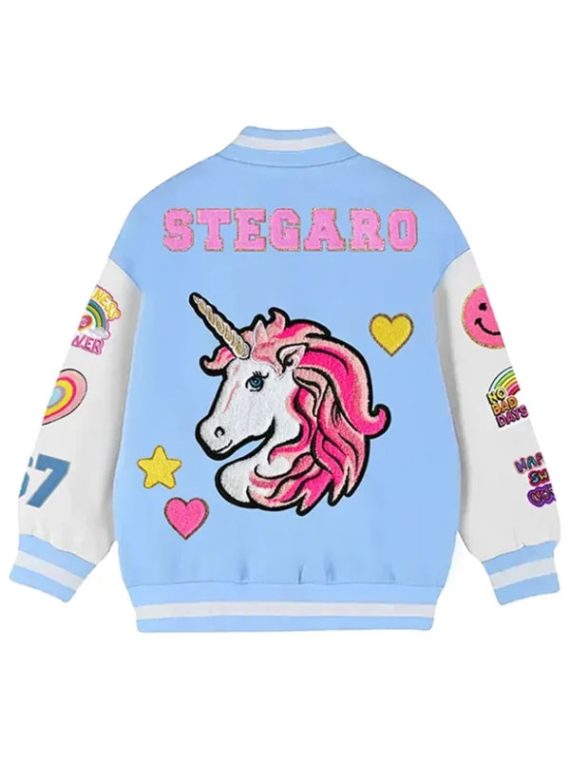 Stegaro Unicorn Blue White Varsity Jacket