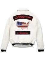 Stegaro United America Flag White Leather Jacket
